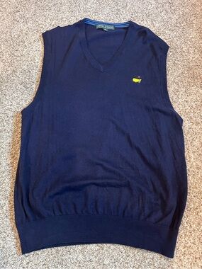Masters Collection Cashmere and Cotton Blend Navy V Neck Sweater Vest. Golf prep